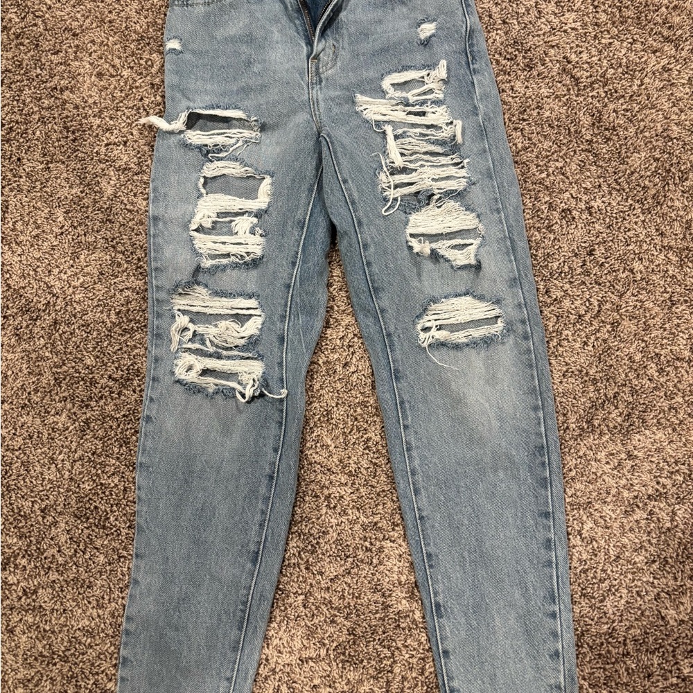 Levi's Blue Boyfriend Jeans with Distressed Details